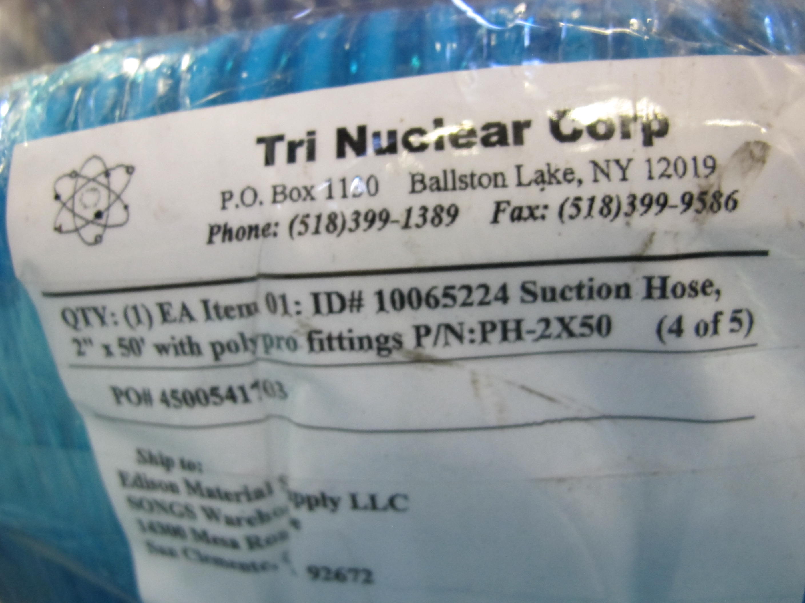 LOT TO INCLUDE:(2 PALLETS) PAKMEK HOSE, WATER TYPE, 3" X 25 FT SIZE, REINFORCED PLASTIC MATERIAL, MALE X FEMALE CAMLOCK CONNECTIONS. 3" PLASTIC REINFORCED WATERHOSE, (2 PALLETS) HOSING, WATER TYPE, 2" X 50 FT SIZE, REINFORCED PLASTIC MATERIAL, CAMLOCK CONNECTIONS. 2" POOL SKIMMER HOSE. LOADING & HANDLING FEE $15-4548
